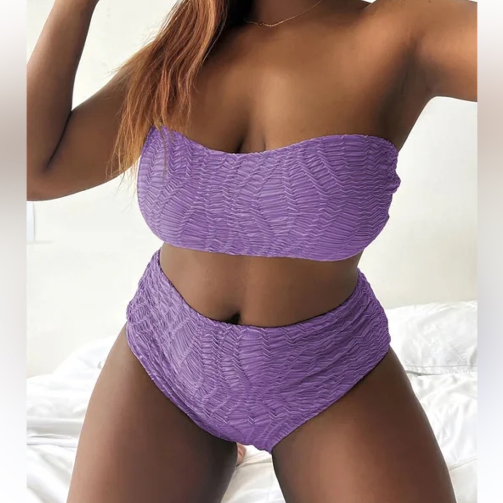 2023 New Women Two Pieces Swimsuit Plus..size 2X purple strapless top.